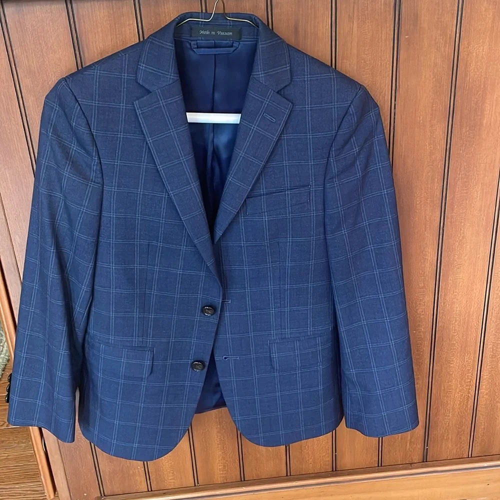 Ralph Lauren Boys Navy Windowpane Blazer